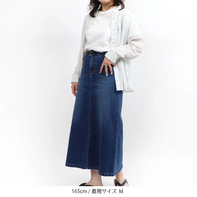 ミルクDENIM DUNGAREE×グラミチコラボラクガキスカート グラミチ]ストレッチデニムAラインスカート / Gramicci（グラミチ