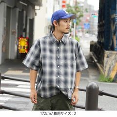 Manual alphabet(マニュアル アルファベット) |[マニュアル アルファベット]オーガニックコットン＆リサイクルポリ オンブレーチェック ビック半袖シャツ