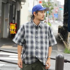 Manual alphabet(マニュアル アルファベット) |[マニュアル アルファベット]オーガニックコットン＆リサイクルポリ オンブレーチェック ビック半袖シャツ