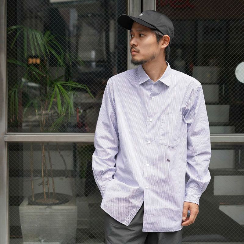 nanamica ナナミカ　ストライプシャツ ナナミカ]レギュラーカラーストライプウィンドシャツ / NANAMICA