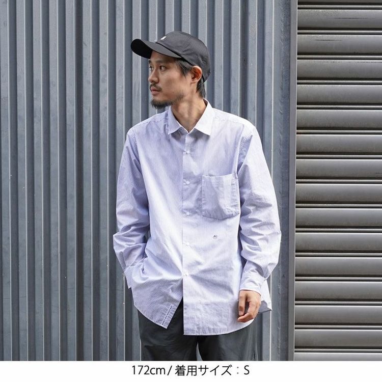 ナナミカ]レギュラーカラーストライプウィンドシャツ / NANAMICA