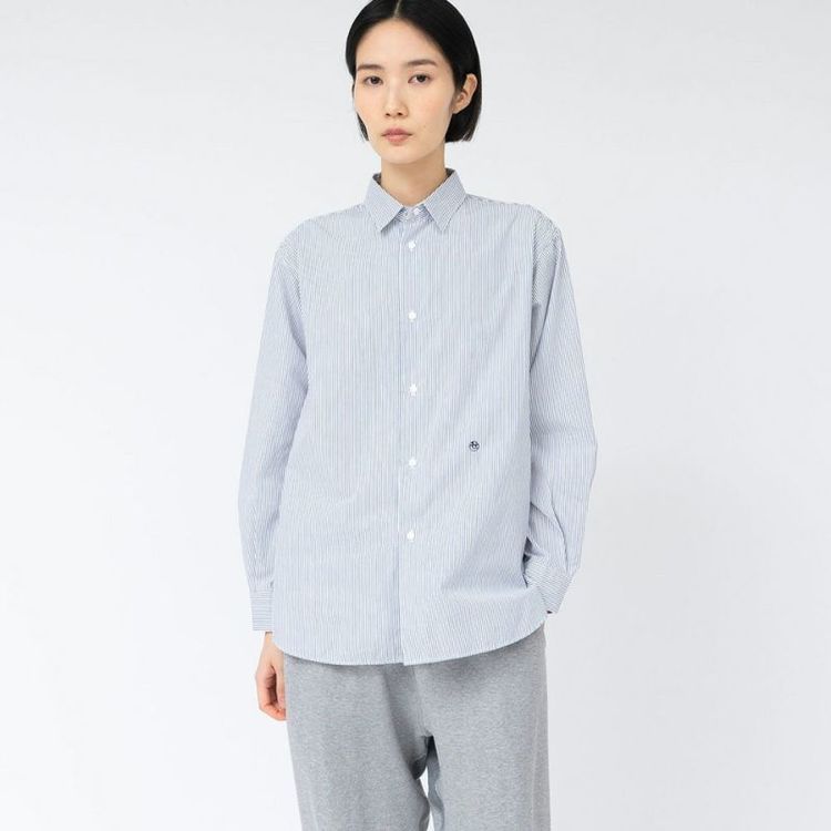 ナナミカ]レギュラーカラーストライプウィンドシャツ / NANAMICA