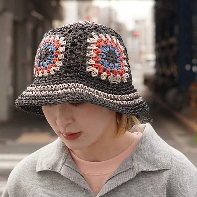 NEW ERA(ニューエラ) |[ニューエラ]クロシェ ニットバケット ペーパー ブラック/サンド/ロイヤル/ライトオレンジ