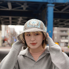NEW ERA(ニューエラ) |[ニューエラ]クロシェ ニットバケット ペーパー ベージュ/クロームホワイト/ブルー