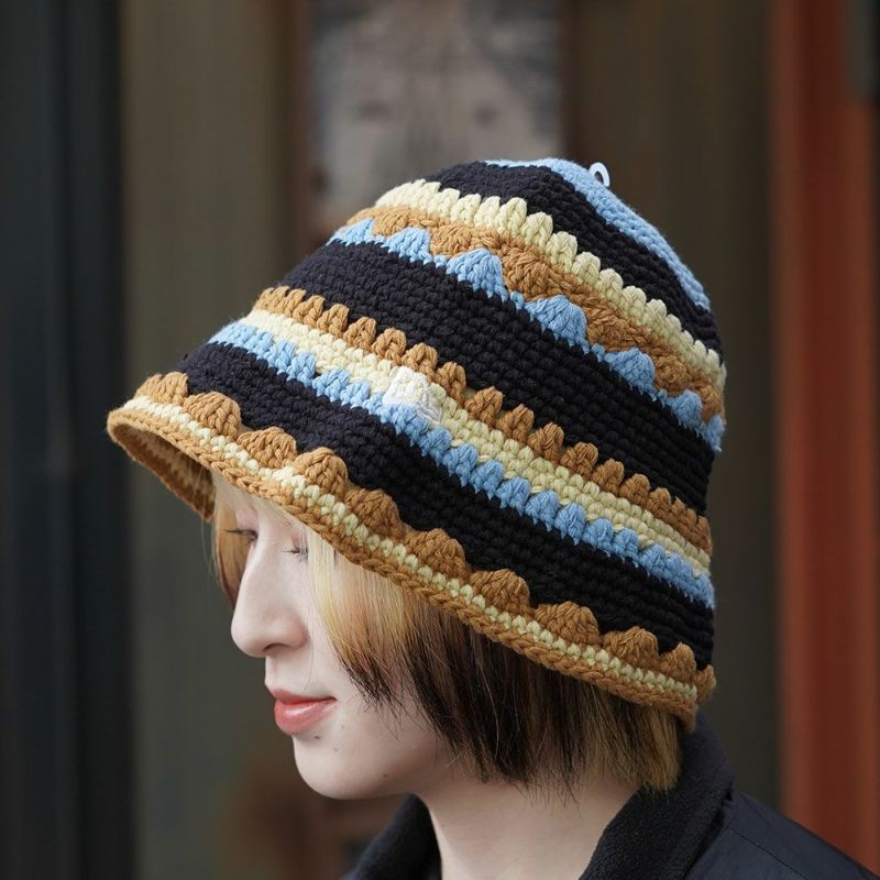 newera クロシェ ニットバケット  ブラック/ウォルナット/オリーブ クロシェ ニットバケット Croche ブラック/ウォルナット