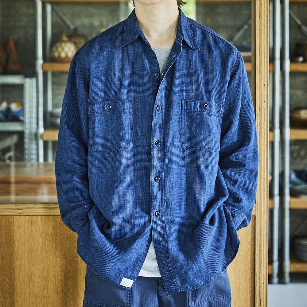 orslow（オアスロウ）　インディゴ染めリネンシャツジャケット　メンズ 01_001.jpg
