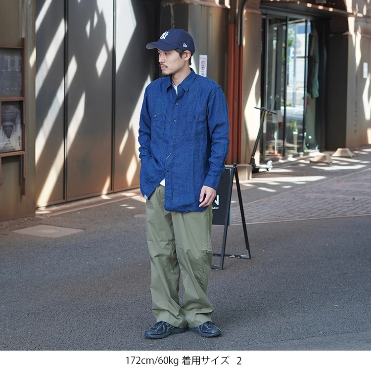 orslow（オアスロウ）　インディゴ染めリネンシャツジャケット　メンズ orSlow（オアスロウ）の「orSlow / インディゴ染め リネン プル