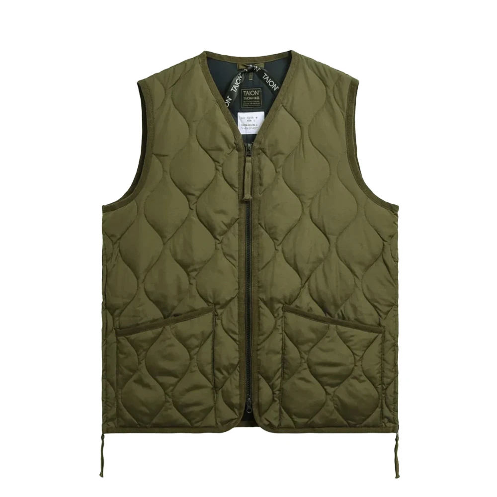 タイオン]ミリタリー Wジップ Vネック ダウンベスト / TAION（タイオン