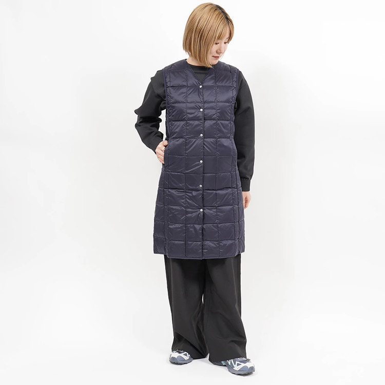 タイオン]ベーシック Vネック ロングダウンベスト / TAION（タイオン