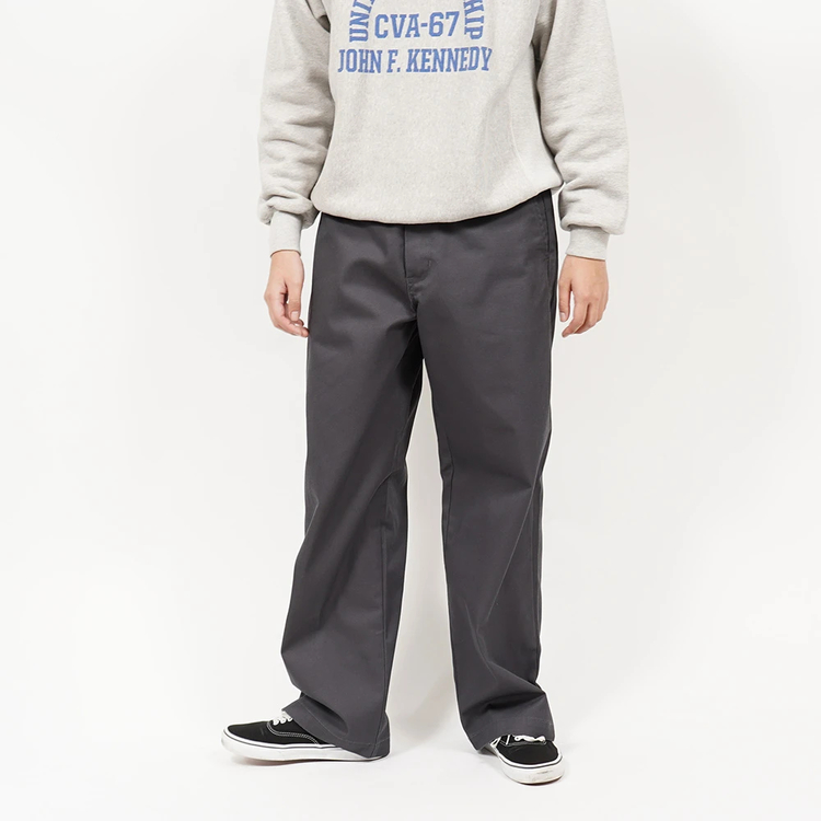 ▲良品♪ HERMES コットン ツイル トラウザー パンツ 42 グレー タフナッツ]コットン/ポリエステル ワイド ワーク トラウザーズ / TUF