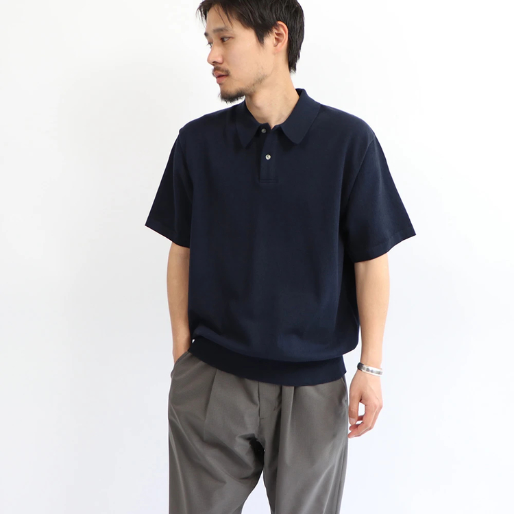 Yonetomi(ヨネトミ) |[Yonetomi / ヨネトミ]  LIGHT WAVE COTTON KNIT POLO / ライトウェーブコットンニットポロ