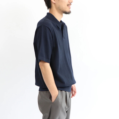 Yonetomi(ヨネトミ) |[Yonetomi / ヨネトミ]  LIGHT WAVE COTTON KNIT POLO / ライトウェーブコットンニットポロ