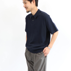 Yonetomi(ヨネトミ) |[Yonetomi / ヨネトミ]  LIGHT WAVE COTTON KNIT POLO / ライトウェーブコットンニットポロ