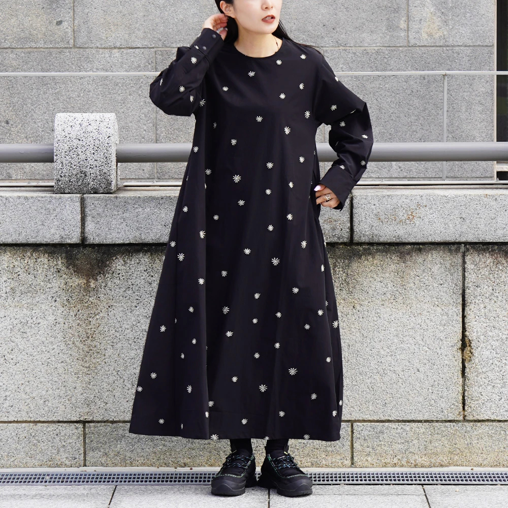 サウザンドマイル]ロングスリーブワンピース NY/PU 刺繍 / THOUSAND