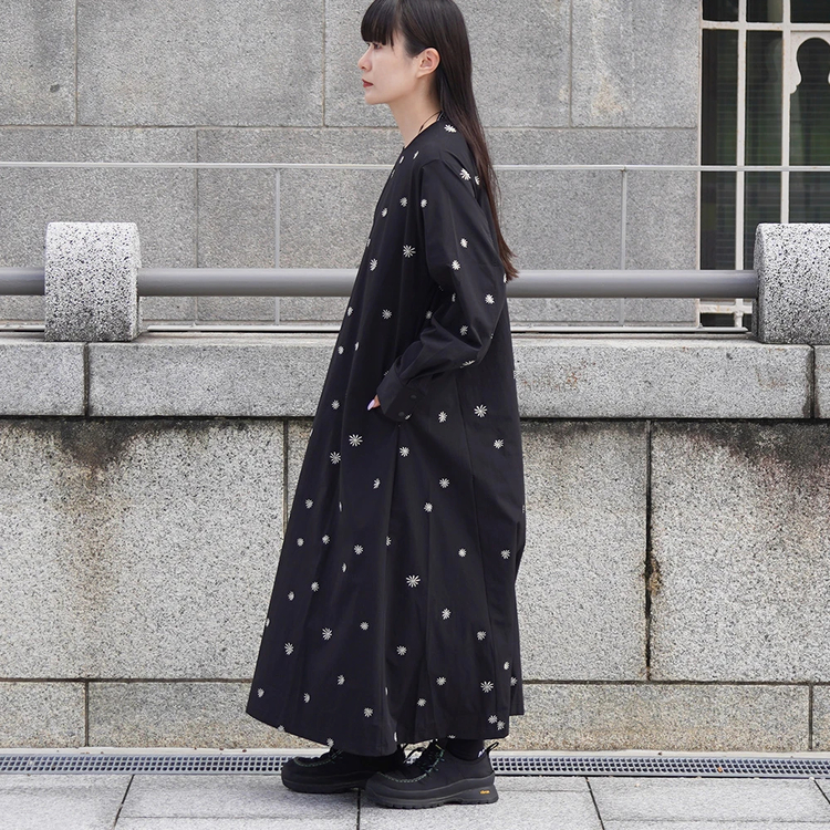 サウザンドマイル]ロングスリーブワンピース NY/PU 刺繍 / THOUSAND